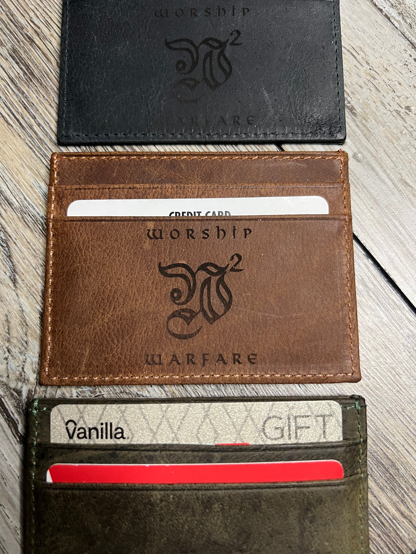 Worship Warfare Custom Engraved Leather Credit Card Holder