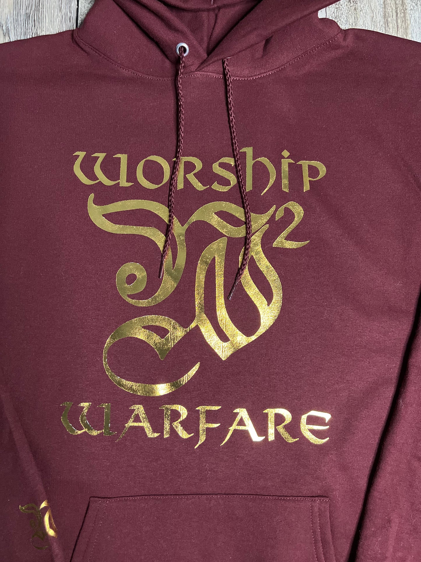 Worship Warfare Lightweight Hoodie w/Gold Emblem