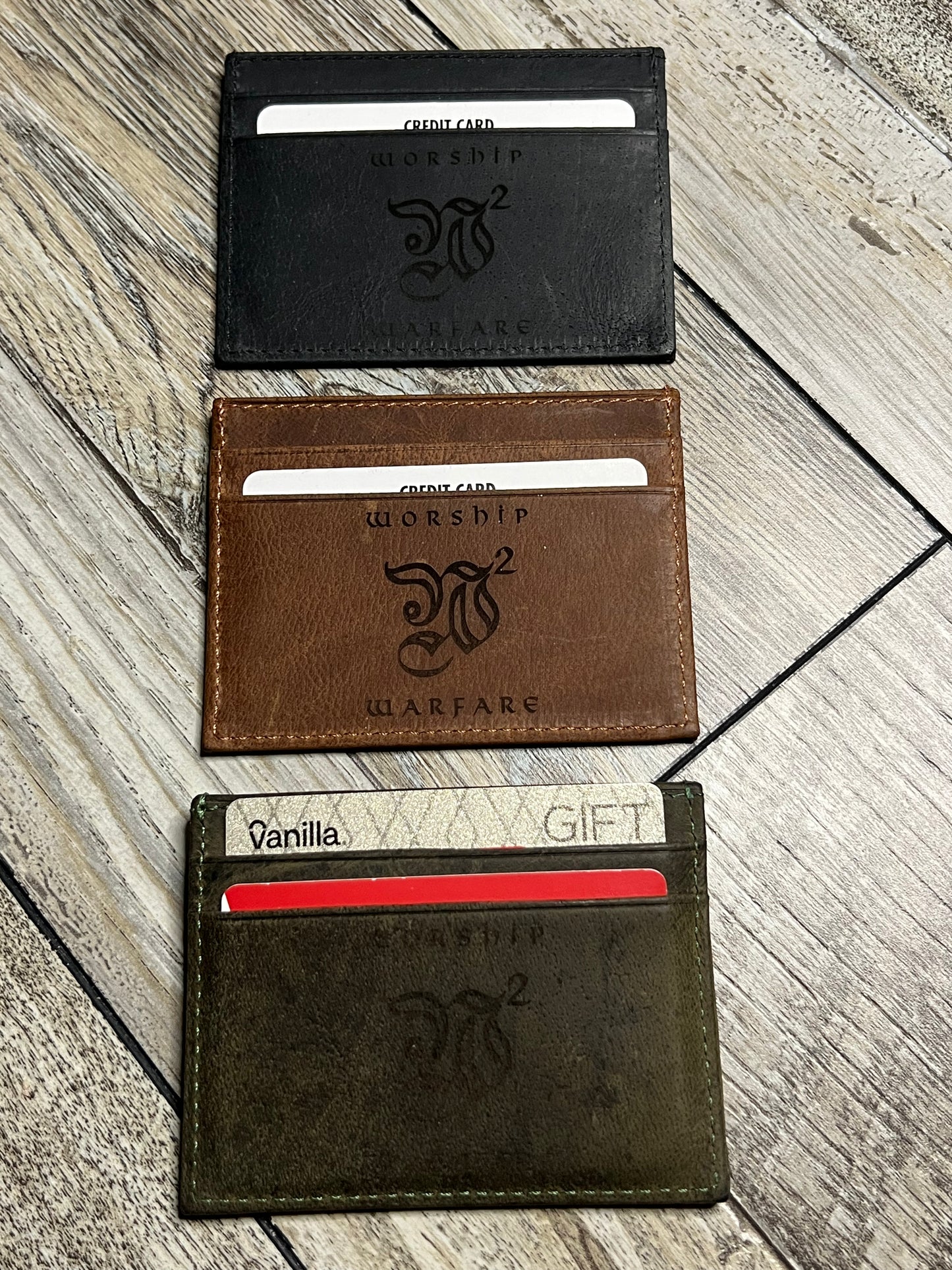 Worship Warfare Custom Engraved Leather Credit Card Holder