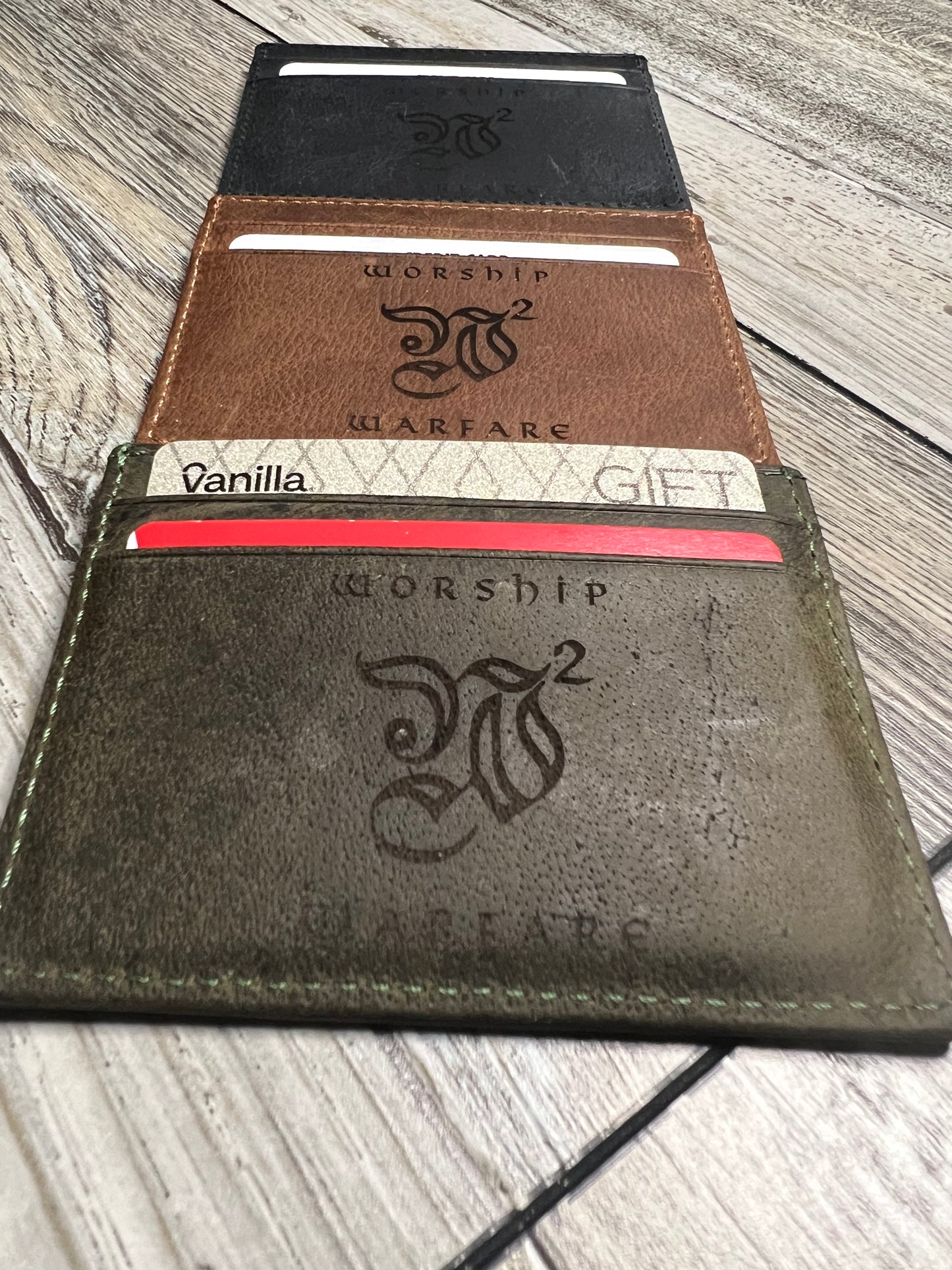 Worship Warfare Custom Engraved Leather Credit Card Holder