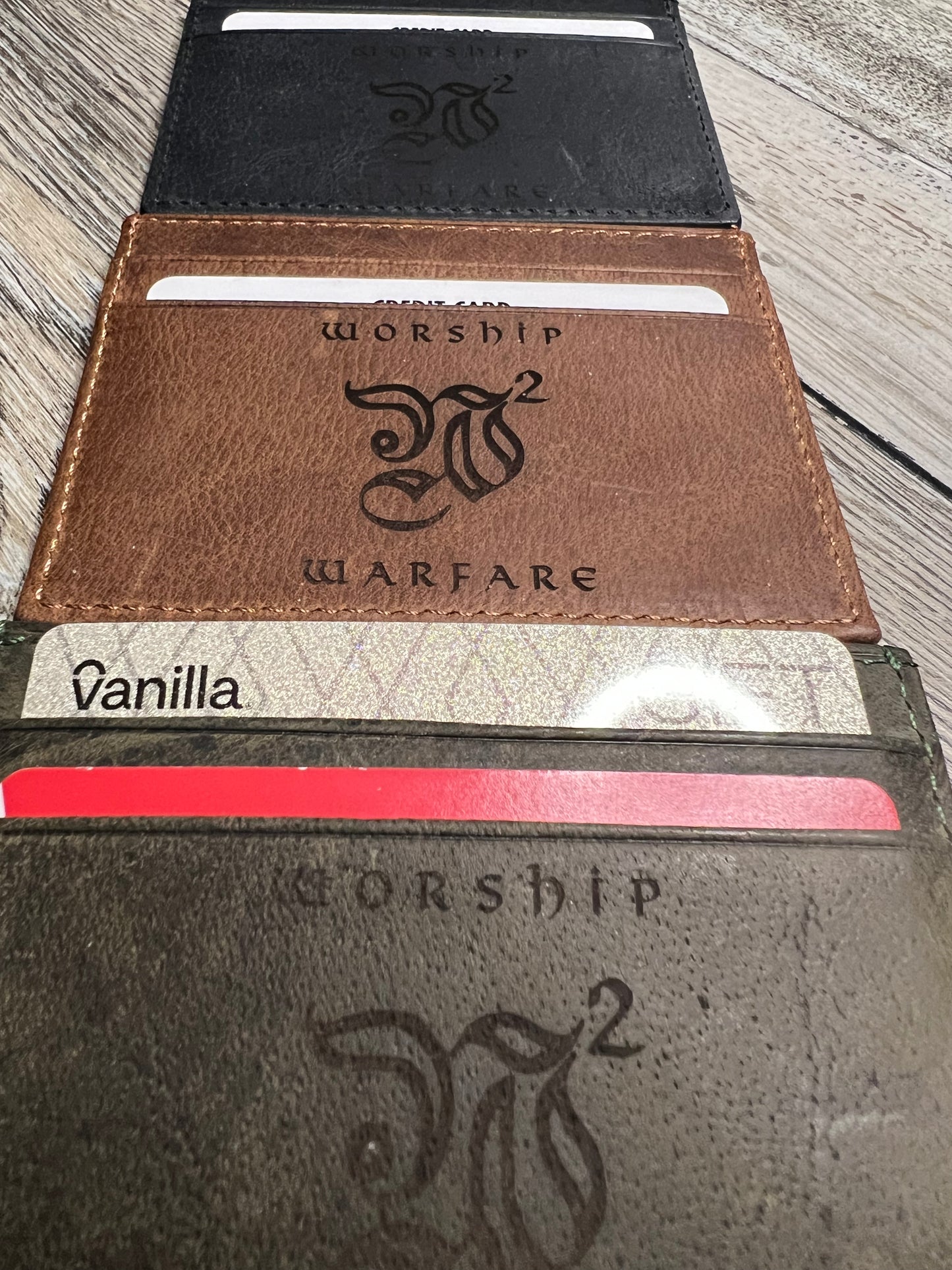 Worship Warfare Custom Engraved Leather Credit Card Holder